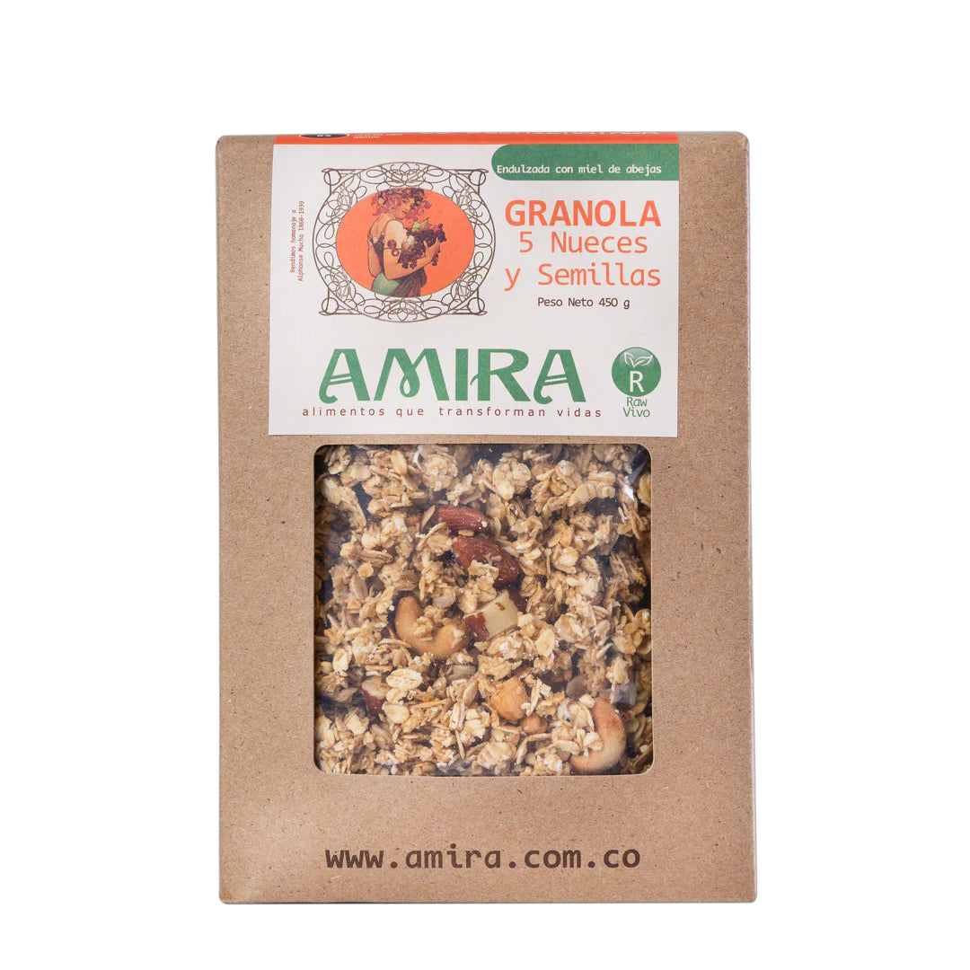 Granola Amira con nueces y semillas, fuente natural de energía y fibra
