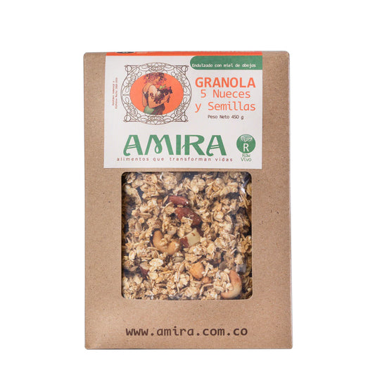 Granola Amira con nueces y semillas, fuente natural de energía y fibra