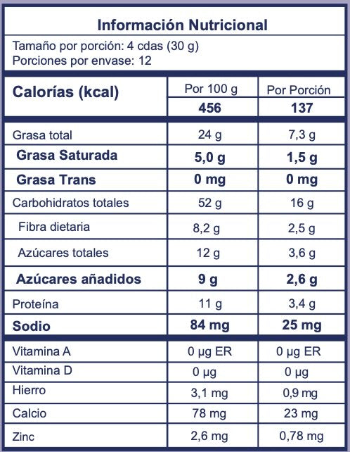 Granola Amira con arándanos azules y almendras, sin gluten fuente natural de energía y fibra.