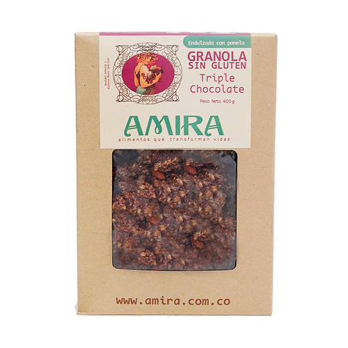 Amira Granola Caja SIN GLUTEN 400 gramos Triple Chocolate
