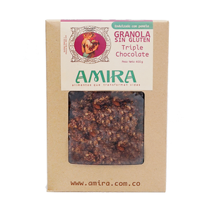Amira Granola Caja SIN GLUTEN 400 gramos Triple Chocolate
