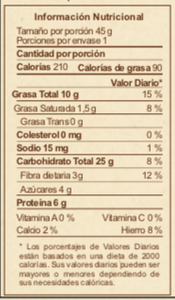 AMIRA GRANOLA NUECES Y SEMILLAS TABLA NUTRICIONAL x kilo